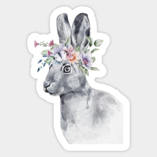 Bunny Rabbit in Flower Wreath Sticker